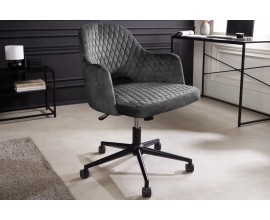 Designová kancelářská otočná židle Pedro se sametovým čalouněním a opěrkami na ruce na kolečkách s nastavitelnou výškou šedá, 82 cm