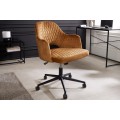 Designov&aacute; modern&iacute; otočn&aacute; židle Pedro s okrov&yacute;m žlut&yacute;m sametov&yacute;m potahem a konstrukc&iacute; s kolečky 82 cm