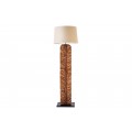 Designová stojací lampa Elegia s přírodní hnědou podstavou a béžovým stínítkem 180cm
