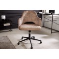 Moderní designová kancelářská židle Pedro otočná na kolečkách se sametovým čalouněním s prošíváním světle béžová 82 cm