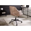 Moderní designová kancelářská židle Pedro otočná na kolečkách se sametovým čalouněním s prošíváním světle béžová 82 cm