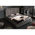 Luxusní postel Kreon se sametovým čalouněním a Chesterfield prošíváním šedá