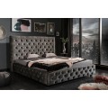 Luxusní čalouněná postel Kreon s Chesterfield prošíváním šedá