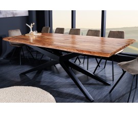 Industriální jídelní stůl ze sheeshamového masivního dřeva s podstavcem ve tvaru hvězdy 240 cm