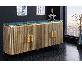 Luxusní art deco příborník Marmolla Verde s mramorovou deskou zlatý 160 cm