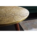 Luxusní orientální příruční stolek Alcasar kulatý s ručním kováním starozlatý 50cm