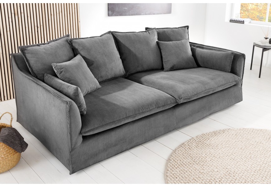 Designová dvousedačka Heaven s šedým manšestrovým čalouněním 200 cm