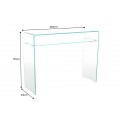 Moderní skleněný konzolový stolek Ghost se zaoblenými hranami a spodní policí, transparentní 100 cm