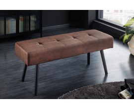 Designová vintage hnědá lavice Soreli s černými nožičkami z kovu