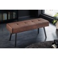 Designová vintage hnědá lavice Soreli s černými nožičkami z kovu