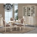 Luxusní rustikální jídelní sestava Clasica z masivního dřeva v bílé barvě