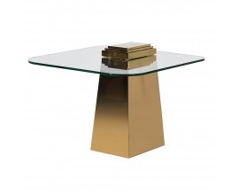 Luxusní kubistický zlatý příruční stolek čtvercového tvaru Kelly v art-deco stylu 65 cm