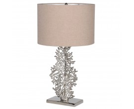 Luxusní chromovaná stolní lampa Lara s podstavou ve tvaru korálu ve stříbrné a béžové barvě 67 cm