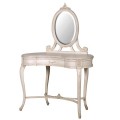 Klasický masivní toaletní stolek Campa Blanca v bílém provedení z mahagonového dřeva se zrcadlem a vyřezáváním zdobením