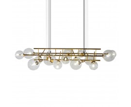 Luxusní glamour moderní závěsné svítidlo Linis v art-deco stylu zlatá 175 cm
