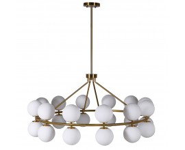Luxusní bílo zlatý vícežárový glamour lustr Linis v art-deco stylu 125 cm