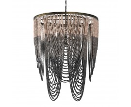 Luxusní vintage lustr Counside s ozdobnými korálky a kovem ve starozlaté barvě 125cm