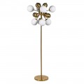 Luxusní glamour stojací lampa v lesklé zlaté barvě se 16ti svítidly ve tvaru koule 160cm