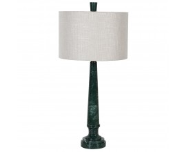 Designová luxusní vysoká stolní lampa Marquina s podstavou ze zeleného mramoru a oblačným šedým stínítkem 80 cm
