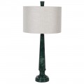 Luxusní tmavě zelená mramorová noční stolní lampa Marquina se stínítkem v oblačné šedé barvě 80 cm