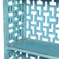 Orientální luxusní dřevěný regál Azuleto lll ve výrazné tyrkysové barvě z jilmového masivního dřeva 196cm