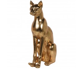 Art-deco socha Cleopatra ve tvaru sedící kočky sphynx posetá zlatou barvou 72cm