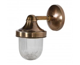 Designová vintage vnější nástěnná lampa Cotelo s žebrovaným skleněným stínítkem a držákem ve zlaté barvě 26 cm