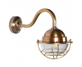 Luxusní art-deco vnější nástěnná lampa Sphére ve vintage stylu se stínítkem z mosazi s designem ochranné mřížky zlatá