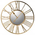 Luxusní kulaté nástěnné hodiny Astronomico v glamour stylu se zrcadlem a zlatým rámem s římskými číslicemi