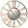 Luxusní kulaté nástěnné hodiny Astronomico v glamour stylu se zrcadlem a zlatým rámem s římskými číslicemi