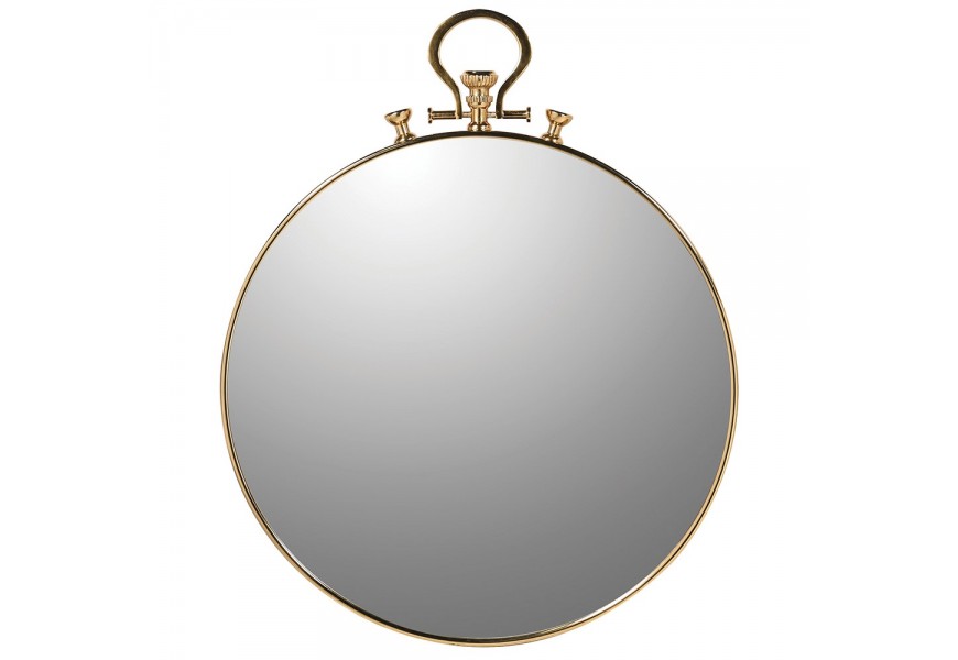 Luxusní kulatá zrcadlo na zeď White Rabbit ve stylu glamour ve tvaru kapesních hodin s rámem ve zlaté barvě