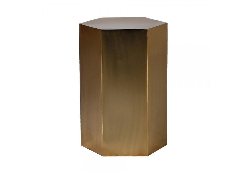Luxusní příruční stolek Hex se šestiúhelníkovou zlatou konstrukcí
