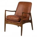 Luxusní vintage kožené křeslo Blank Space hnědé barvy s konstrukcí z jasanového dřeva 84cm