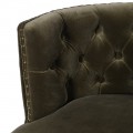 Luxusní art-deco barová židle Strasbourg se sametovým čalouněním s chesterfield prošíváním tmavě zelená 98 cm