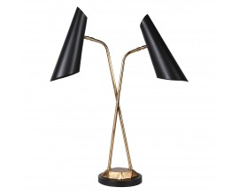 Designová art deco stolní lampa Mistral s černo-zlatou konstrukcí z kovu 80cm