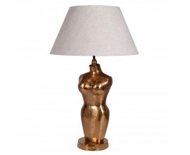 Vintage designová stolní lampa Venus se zlatou podstavou ve tvaru ženského torza as bílým stínítkem 80cm