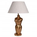 Vintage designová stolní lampa Venus se zlatou podstavou ve tvaru ženského torza as bílým stínítkem 80cm