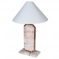 Mramorová designová stolní lampa Lynette se zlatými ozdobnými prvky a bílým stínítkem 70cm