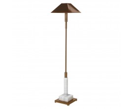 Art deco glamour stojací lampa Medelin z kovu zlaté barvy s mramorovou podstavou 149cm