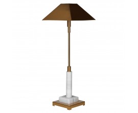 Art deco stolní lampa Medelin ze zlatého kovu a bílého mramoru 89cm