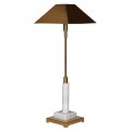 Designová glamour stolní lampa Medelin z kovu ve zlaté barvě s bílou mramorovou podstavou