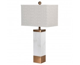 Luxusní art deco stolní lampa Elysion s mramorovým podstavcem a bronzovými detaily bílá 79 cm