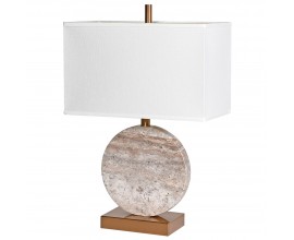 Luxusní art deco stolní lampa Cersei s designovým kruhovým podstavcem z mramoru a konstrukcí v bronzové barvě bílá 62 cm