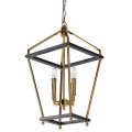 Designová závěsná lampa Moreli v art deco stylu s kovovou konstrukcí černo-zlaté barvy