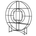 Designový industriální regál Mabel kulatého tvaru s poličkami z kovu v černé barvě