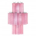 Luxusní glamour nástěnná lampa Cascada se skleněným vrstveným stínítkem a stříbrnými prvky v růžové barvě