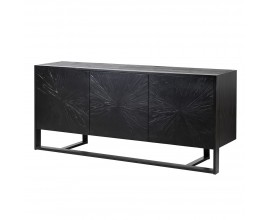 Industriální příborník Meredith z masivního dřeva s kovovou podstavou v černém provedení 178cm