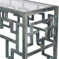 Luxusní vintage konzolový stolek Verdete s geometrickými nožičkami v art-deco stylu v šedé barvě s měděnkou 190 cm
