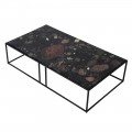 Luxusní moderní konferenční stolek Cosmos s vrchní deskou z mramoru a geometrickými nožičkami obdélníkový černá 145 cm