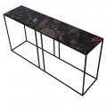 Luxusní moderní konzolový stolek Cosmos s mramorovou vrchní deskou a železnou konstrukcí černá 161 cm